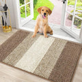 Smiry Dog Door Mat for Muddy Paws, Absorbs Moisture and Dirt, Low-Profile Entryway Mat with Non-Slip Backing, Entry Indoor Outdoor Doormat for Inside Floor (30x20 Inches, Khaki, Striped) by Smiry