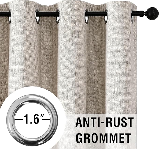 H.VERSAILTEX Chenille Linen Blackout Curtains for Bedroom Thermal Insulated Textured Linen Look Curtains with White Flocking Coating Back, 42" W x 63" L, Heathered Natural(Not Solid) - Image 5