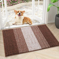 Smiry Dog Door Mat for Muddy Paws, Absorbs Moisture and Dirt, Low-Profile Entryway Mat with Non-Slip Backing, Entry Indoor Outdoor Doormat for Inside Floor (30x17 Inches, Brown, Striped) by Smiry