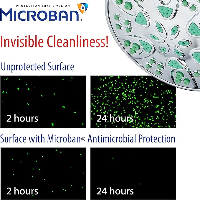 AquaDance Antimicrobial – Anti-Clog High-Pressure 6-Setting Shower Head with Microban Nozzle Protection from Growth of Mold, Mildew & Bacteria for Stronger Shower! 4" Coral Green - Image 3