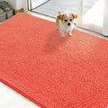 OLANLY Dog Door Mat for Muddy Paws 48x30, Absorbs Moisture and Dirt, Absorbent Non-Slip Washable Doormat, Quick Dry Chenille Mud Mat for Dogs, Entry Indoor Entryway Carpet for Inside Floor, Coral by OLANLY