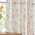 jinchan Floral Linen Curtains for Living Room 63 Inch Length Brown Flower Curtain Rod Pocket Back Tab Farmhouse Curtains with Printed Floral Bedroom Window Curtain Set, 2 Panels Brown by JINCHAN