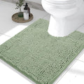 Smiry Luxury Chenille Toilet Rugs U-Shaped 24x20, Soft Absorbent Non-Slip Contour Bathroom Rugs for Toilet, Machine Washable Contoured Bath Mats, Sage Green by Smiry