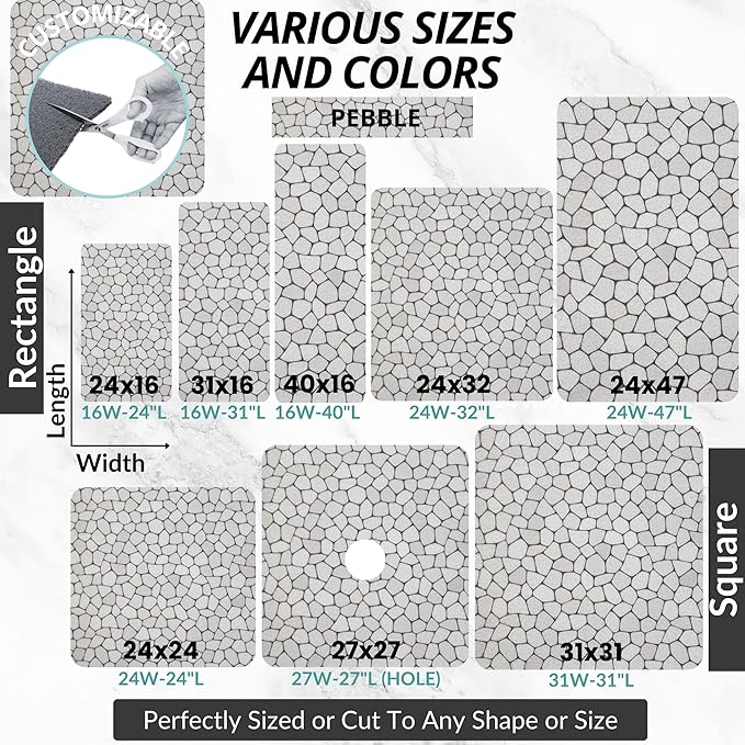 ENKOSI Loofah Non-Slip Shower and Bath Mat - Soft Cushioned Comfort - No Suction Cups for Smooth or Textured Tubs - Fast Draining - Safety for Bathroom, Family, Kids, and Elderly (24x16 Pebble) - Image 6