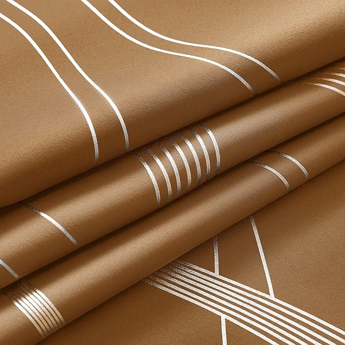 NICETOWN Gold Brown Blackout Fall Pattern Curtains for Living Room 84 inch Long, 52” Wide - Light Reducing Thermal Insulated Foil Printed Grommet Drapes for Bedroom and Nursery, 2 Panels - Image 7