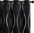 NICETOWN Black Out Window Curtains for Bedroom, Microfiber Noise Reducing Thermal Insulated Wave Line Foil Print Design Blackout Curtains for Office, Classroom (2 Panels, 52 x 45 Inch) by NICETOWN