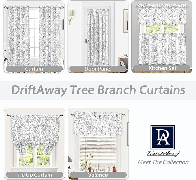 DriftAway Tree Branch Blackout Curtains Double Layer 54 Inches Long for Bedroom Printed Patterned Classic Thermal Insulated Summer Sound Lined Grommet Drapes for Living Room 2 Panels Gray/White - Image 5