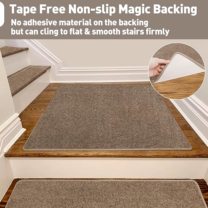 PURE ERA Carpet Stair Tread Landing Mat Tape Free Self Adhesive Non Slip Skid Resistant Indoor Doormat Area Rug Floor Mat for Kitchen Bathroom Workstations Washable 2' X 3' (Camel Brown) - Image 4