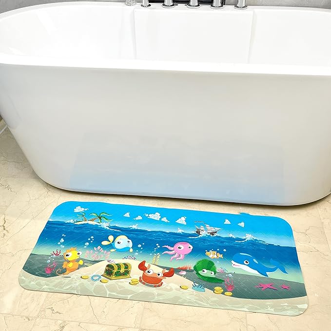 BOPPIE Non-Slip Bath Mat Shower Mats for Tub Kids,Anti-Slip-Resistant Bathtub Tub Mats Bathroom Mat XL Large Bath Mat 35X15 Inches (Ship) - Image 3