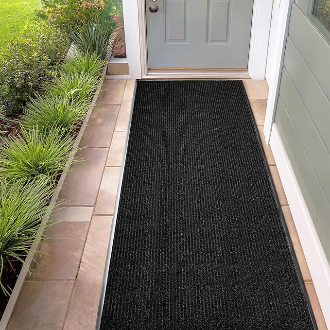 MaxMat® Commercial Grade Entry Mat - Heavy Duty, Large Sizes, Indoor/Outdoor, Waterproof, Low-Profile Door Mat (3 x 10 Feet, Black, MXM-RIB0310BK) by MaxMat