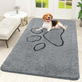 OLANLY Dog Door Mat for Muddy Paws 59x35, Paw Print Design, Absorbs Moisture and Dirt, Absorbent Non-Slip Washable Doormat, Quick Dry Chenille Mud Mat for Dogs, Entry Indoor Entryway Carpet, Grey by OLANLY