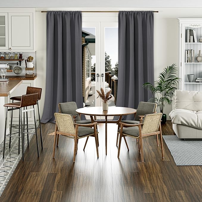 BGment Extra Long Blackout Curtains for Living Room 2 Panels Set, Window Curtains for Bedroom 95 Inch Long, Room Darkening Soundproof Block Out Bedroom Curtains with Rod Pocket, Dark Grey, 52 Wide - Image 2