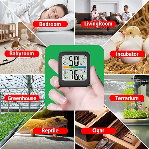 G.CATACC Digital Hygrometer Indoor Thermometer Humidity Meter Gauge, Room Thermometer Temperature and Humidity Monitor for House, Baby Nursery, Greenhouse, Reptile - Battery Included - Image 4