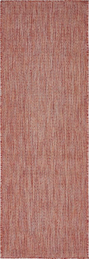 Unique Loom Collection Casual Transitional Solid Heathered Indoor/Outdoor Flatweave Area Rug (2' x 6' 1" Runner, Rust Red/Beige) - Image 4