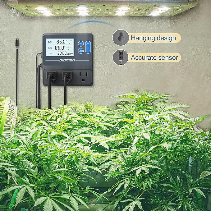 Digital Temperature Humidity Controller Pre-Wired Outlets for Mushroom, Reptile, Heating/Cooling On Outlet 1, Humidifier/Dehumidifier On Outlet2, Timer On Outlet 3 - Image 4