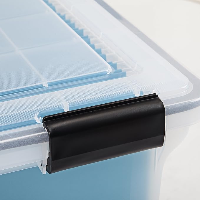 IRIS USA 32 Quart WEATHERPRO Plastic Storage Box with Durable Lid and Seal and Secure Latching Buckles, Clear with Black Buckles, 6 Pack - Image 8