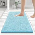 Smiry Luxury Chenille Bathroom Rugs 24x16, Extra Soft and Absorbent Shaggy Bath Mat, Machine Washable, Non-Slip Plush Carpet Runner for Tub, Shower, and Floor, Home Decor Accessories, Sky Blue by Smiry