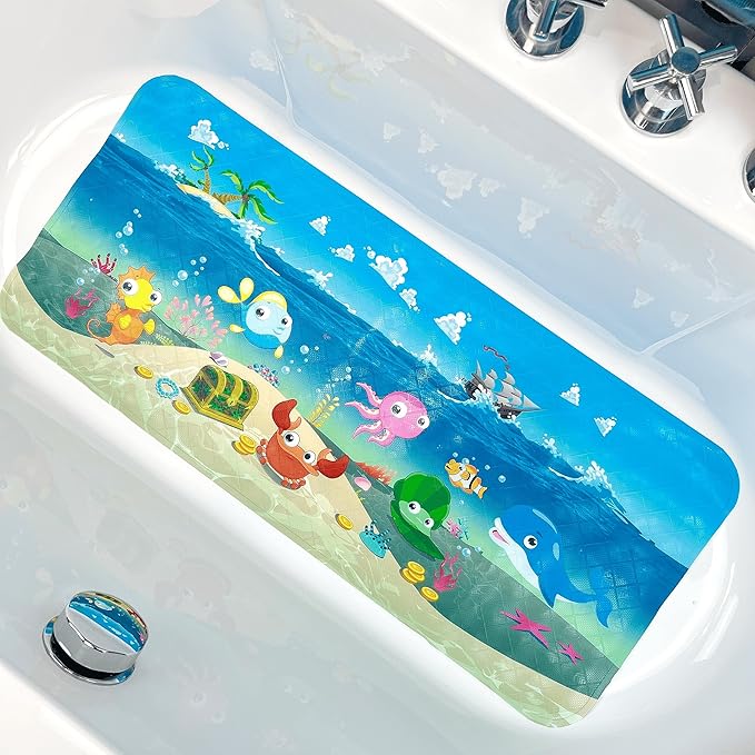 BOPPIE Non-Slip Bath Mat Shower Mats for Tub Kids,Anti-Slip-Resistant Bathtub Tub Mats Bathroom Mat XL Large Bath Mat 35X15 Inches (Ship) by BOPPIE