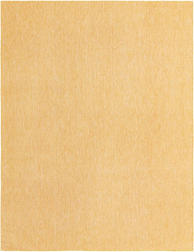 Unique Loom Collection Casual Transitional Solid Heathered Indoor/Outdoor Flatweave Area Rug (7' 10" x 10' Rectangle, Corn Harvest Yellow) - Image 3