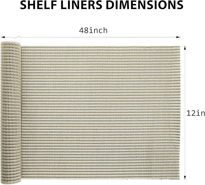 Shelf Liners for Cabinets-Drawer Liner Cabinet Liners for Shelves Kitchen,Non-Adhesive,Non-Slip,Dark Beige,12 x 48 inch - Image 7