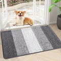 Smiry Dog Door Mat for Muddy Paws, Absorbs Moisture and Dirt, Low-Profile Entryway Mat with Non-Slip Backing, Entry Indoor Outdoor Doormat for Inside Floor (30x17 Inches, Light Grey, Striped) by Smiry