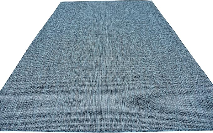 Unique Loom Collection Casual Transitional Solid Heathered Indoor/Outdoor Flatweave Area Rug (7' 1" x 10' Rectangle, Teal/Navy Blue) - Image 6