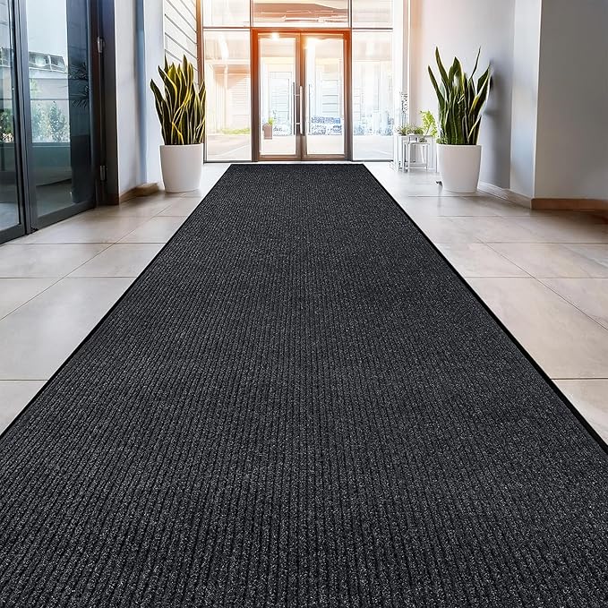 Durable Rubber Door Mat - Heavy Duty, Indoor/Outdoor, Easy Clean, Waterproof, Low-Profile Mat for Entry, Patio, Garage - Stylish (Charcoal, 6' x 4' (Mud Trapper)) - Image 5