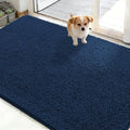 OLANLY Dog Door Mat for Muddy Paws 48x30, Absorbs Moisture and Dirt, Absorbent Non-Slip Washable Doormat, Quick Dry Chenille Mud Mat for Dogs, Entry Indoor Entryway Carpet for Inside Floor, Dark Blue by OLANLY