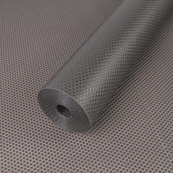 FLPMIX Non-Adhesive Kitchen Cabinet Liner: Waterproof Easy to Cut Small Drawer Shelf Liners - Clear Refrigerator Mat for Cupboard Pantry Shelves - Translucent Grey 12" x 396" by FLPMIX