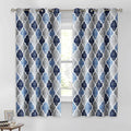 Beauoop 100% Blackout Curtains 45 Inches Long 2 Panels for Bedroom Living Room Blue Grey Moroccan Geo Room Darkening Thermal Insulated Soundproof Grommet Top Window Treatments Drapes, 50x45 Set of 2 by Beauoop