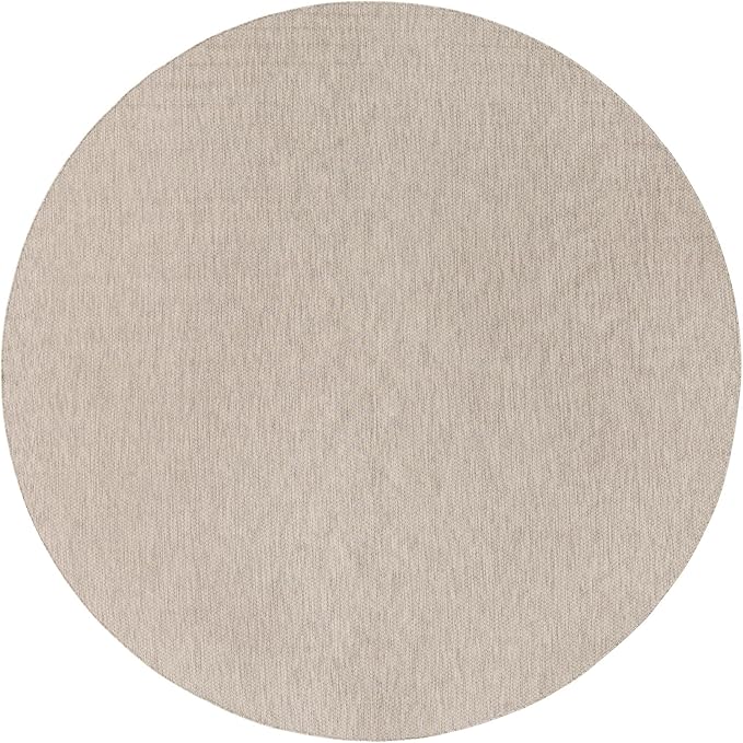 Unique Loom Collection Casual Transitional Solid Heathered Indoor/Outdoor Flatweave Area Rug (13' Round, Light Gray/Ivory) - Image 2