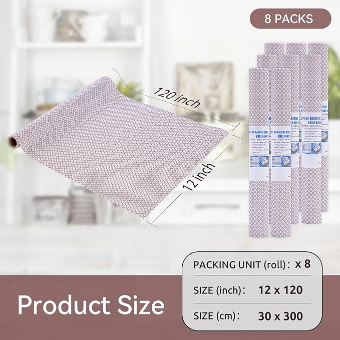 FIFTY FEET 12"x120" Non-Adhesive Shelf Liner for Kitchen Cabinets and Drawers, Washable Non-Slip PVC Cabinet Liner (Red Circle)(8 Roll) - Image 5