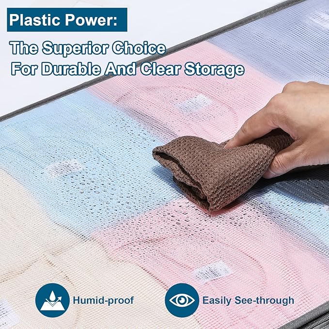 2 Pack Under Bed Storage Containers Bins, Humid-Proof Plastic Underbed Storage Bins, Clothes Storage and Organization Bags, Under the Bed Blanket Storage with Handles for Clothes, Bedroom - Image 3