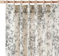 jinchan Pinch Pleated Curtains Floral Linen Blend Curtains for Living Room 84 Inches Length Black Peony Flower Printed Curtain Rod Pocket Back Tab Farmhouse Pinch Pleat Drapes with Hooks Set 2 Panels by JINCHAN