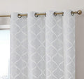 HLC.ME Versailles Lattice Flocked 100% Complete Blackout Thermal Insulated Window Curtain Grommet Panels - Energy Savings & Soundproof, For Living Room & Bedroom, Set of 2 (50 x 84 inches Long, White) by HomeLinenCollections