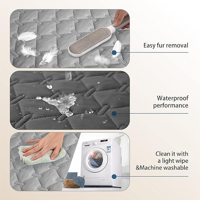 gogobunny 100% Double-Sided Waterproof Dog Bed Cover Pet Blanket Sofa Couch Furniture Protector for Puppy Large Dog Cat, Reversible (30x30 Inch (Pack of 1), Dark Grey/Light Grey) - Image 9