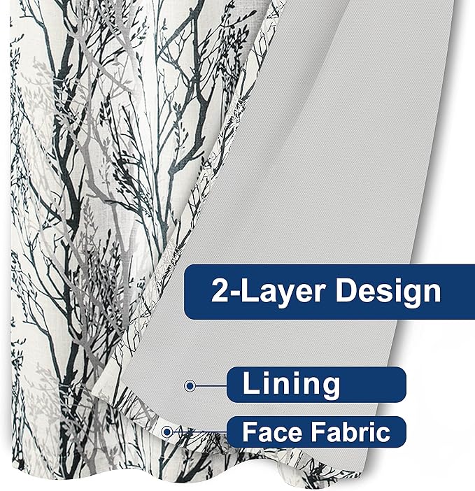 DriftAway Linen Printed Blackout Curtains Tree Branch Pattern Double Layer 84 Inches Long for Bedroom Classic Thermal Insulated Summer Sound Lined Grommet Drapes for Living Room 2 Panels Gray/Linen - Image 7
