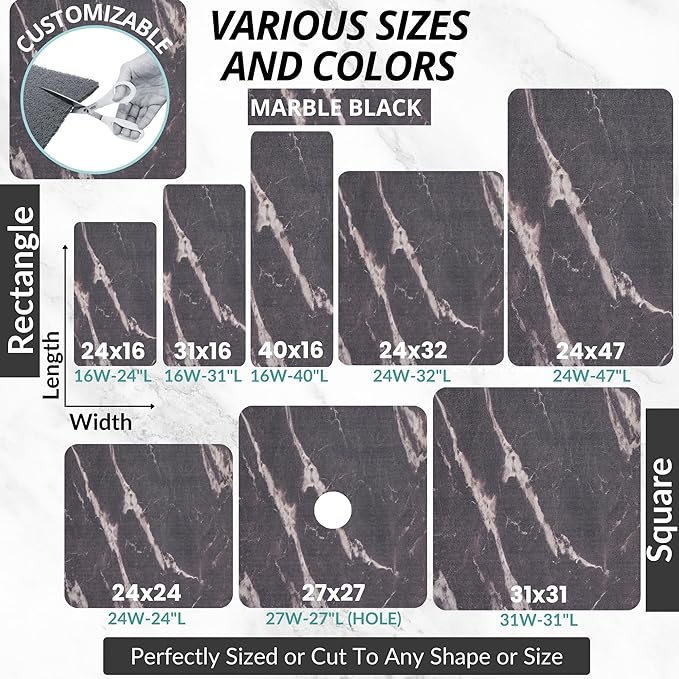 ENKOSI Loofah Non-Slip Shower and Bath Mat - Soft Cushioned Comfort - No Suction Cups for Smooth or Textured Tubs - Fast Draining - Safety for Bathroom, Family, Kids, and Elderly (24x16 Marble Black) - Image 6