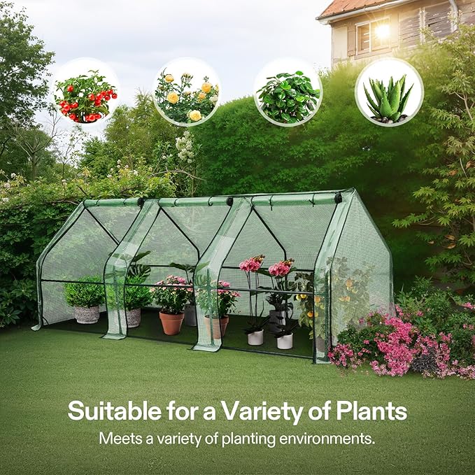 VIVOSUN Portable Mini Greenhouse 94.5x36x36-Inch Tunnels, PE Cover with Roll-up Zipper Door, for Indoor Outdoor or Garden Plant Growing - Image 7