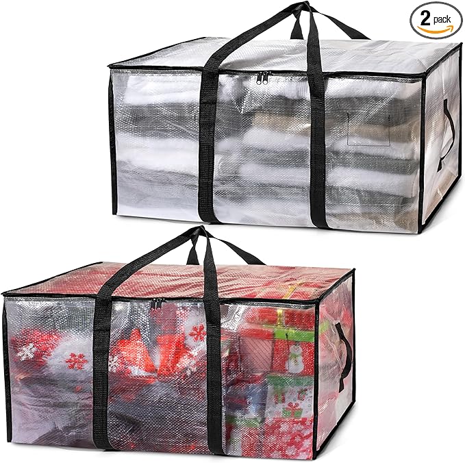 ClearSpace Oversized Moving Bags or Storage Bag – Large Moving Boxes with Backpack Straps, Zippers & Handles – Heavy-Duty Packing Bags for Moving, College Dorm, Christmas Decorations, 2 Pack by ClearSpace
