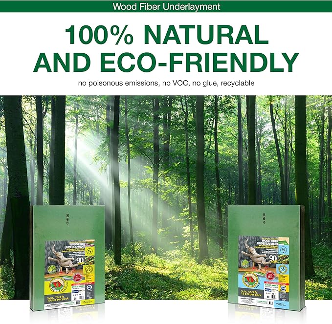 Wood Fiber Flooring Underlayment, 6mm (1/4 Inch) Thickness - 2160 Sq Ft, Natural Soundproofing Insulation, for Laminate, Vinyl, LVT, LVP, or Hardwood - Image 4
