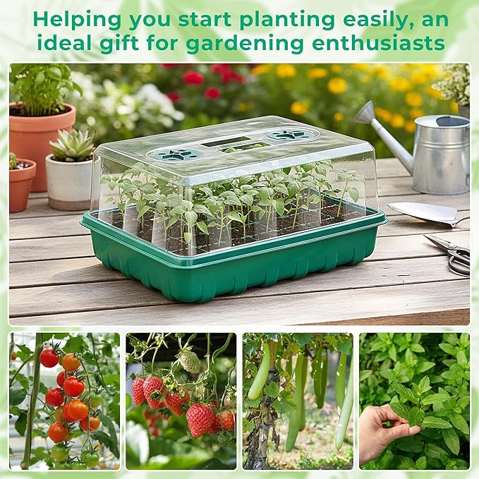 192 Cells Seed Starter Tray, 4 Packs Seed Starter Kit with Humidity Vented Domes and High Lid, Germination Kit for Indoor Greenhouse Seed Starter - Image 7