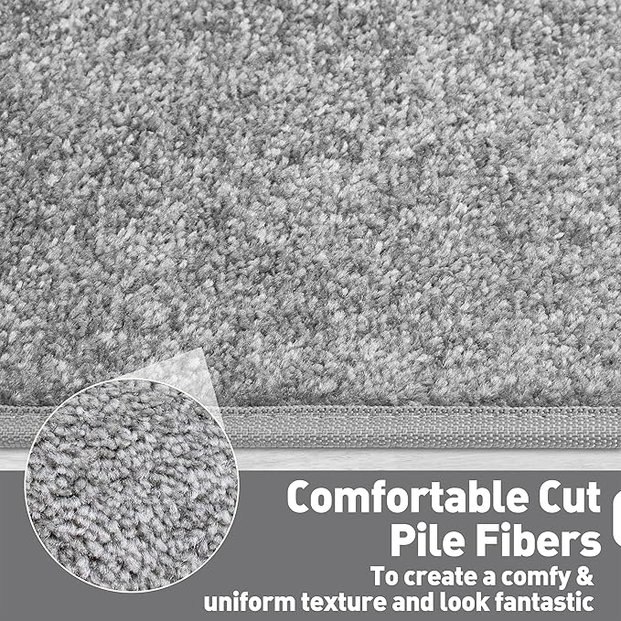 PURE ERA Carpet Stair Tread Landing Mat Tape Free Self Adhesive Non Slip Skid Resistant Indoor Doormat Area Rug Floor Mat for Kitchen Bathroom Workstations Washable 2' X 3' (Light Gray) - Image 6