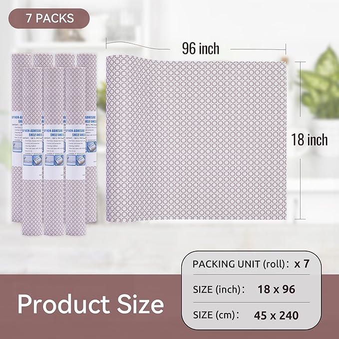 FIFTY FEET 18"x96" Non-Adhesive Shelf Liner for Kitchen Cabinets and Drawers, Washable Non-Slip PVC Cabinet Liner (Red Circle)(7 Roll) - Image 5