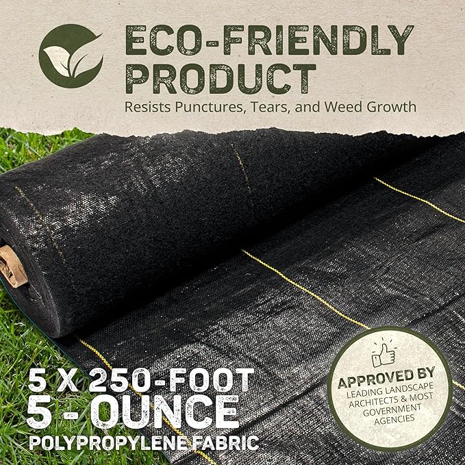 Dewitt 2-Pack Pro-5 Weed Barrier Fabric 5 oz, 5 x 250 Feet – Heavy-Duty Woven Landscape Ground Cover Mat for Raised Garden Bed, Greenhouse Gardening, Outdoor Landscaping, and Commercial Planting - Image 4