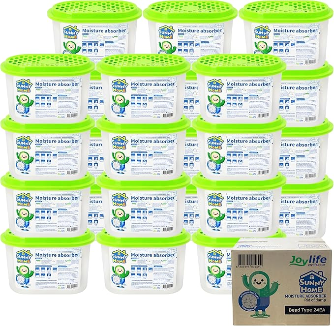 JOYLIFE Sunny Home (24 Pack) Moisture Absorbers 9.17oz, Unscented, Odor Eliminator, Dehumidifier and Deodorizer for Closet, Bathroom, Kitchen in Home & RVs. by SUNNYHOME