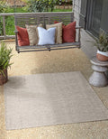 Unique Loom Collection Casual Transitional Solid Heathered Indoor/Outdoor Flatweave Area Rug (8' Square, Light Gray/Ivory) by UniqueLoom