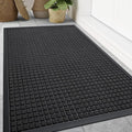 Smiry Front Door Mat Outside Entrance, Heavy Duty Natural Rubber Doormat, Non Slip, Trap Dirt and Moisture, Easy Clean, Low Profile Welcome Floor Mats for Indoor Outdoor Entry, 47x32 Inch, Black by Smiry