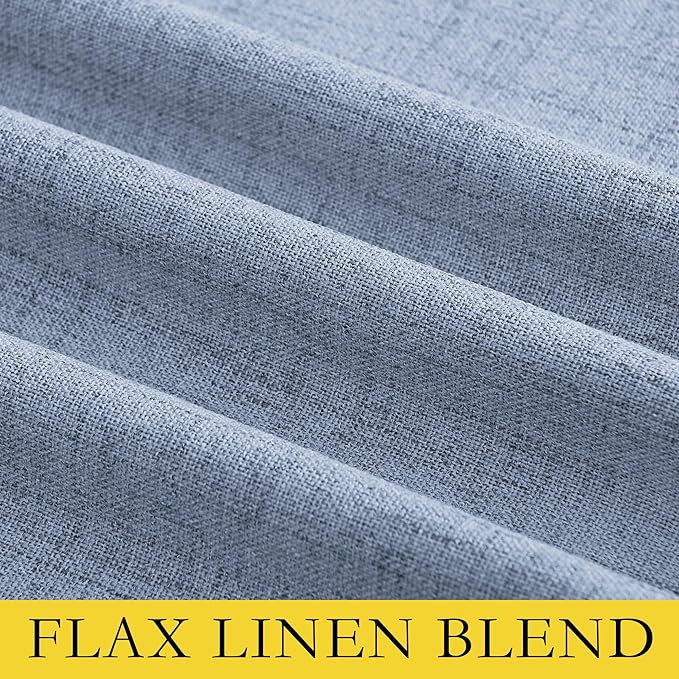 NICETOWN Stone Blue Vintage Linen 100% Blackout Curtains for Dining Room, Thermal Insulated Curtains 45" Long, Noise Reducing Window Treatment Drapes for Kitchen, 42" Wide Per Panel, Set of 2 - Image 8