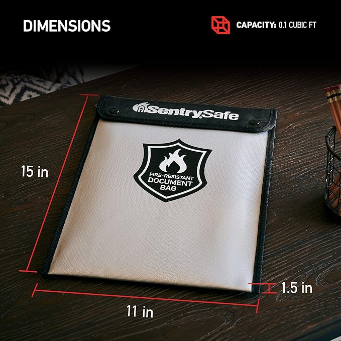 SentrySafe Fire and Water Resistant Portable Bag with Zipper for Money or Document Storage, FBWLZ0SSC - Image 7